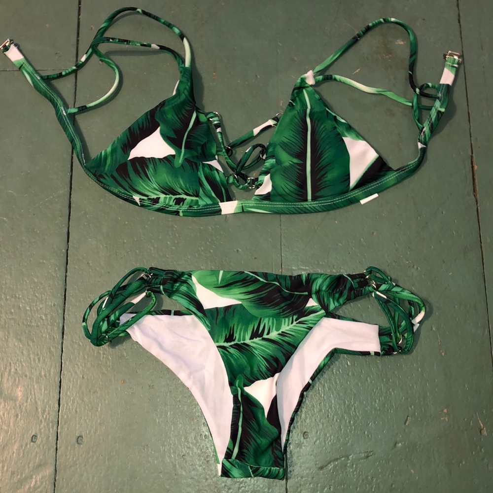 Green and white bikini!